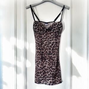RAMPAGE NWT Leopard Y2K Mesh Bustier Top Slip Mini Dress Size M